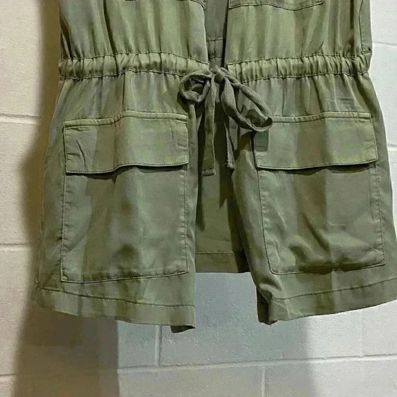 SANCTUARY Womens Runaway Vest LARGE Green Open Front Sleeveless Tie Cargo Casual - Picture 3 of 8